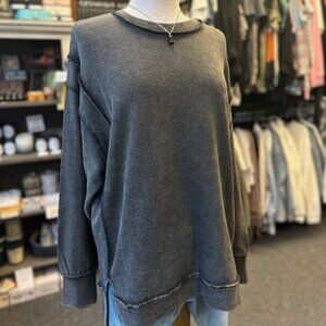 NWT Boutique Black Exposed Seam Sweatshirt